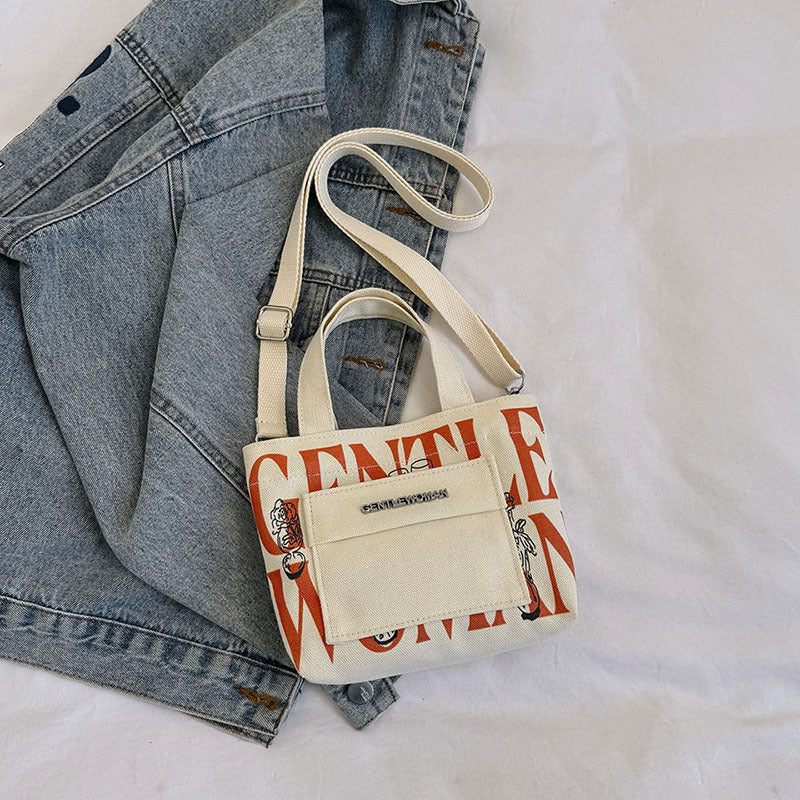 Thailand Design Canvas Contrast Color Letters Shoulder Bags