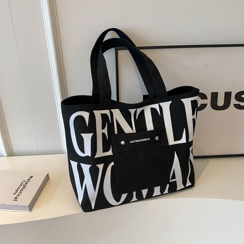 Large Capacity Letter Printing Hand-held Canvas Shoulder Bags