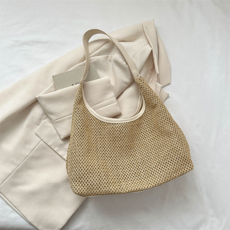 Women's Vintage Weave Straw Large Capacity Underarm Crossbody Bags