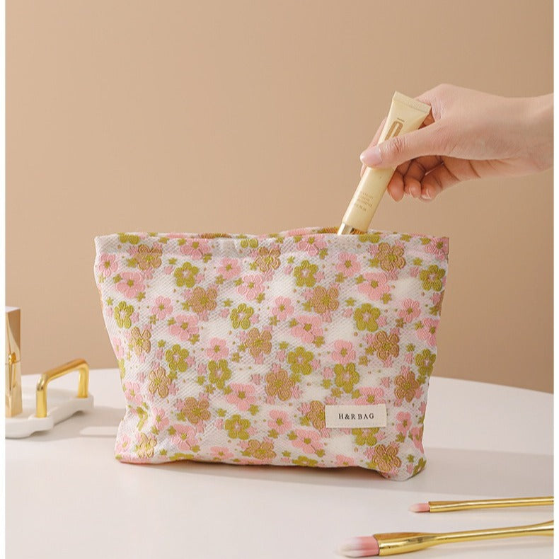 Casual Fresh Yarn-dyed Large Capacity Buggy Cosmetic Bags