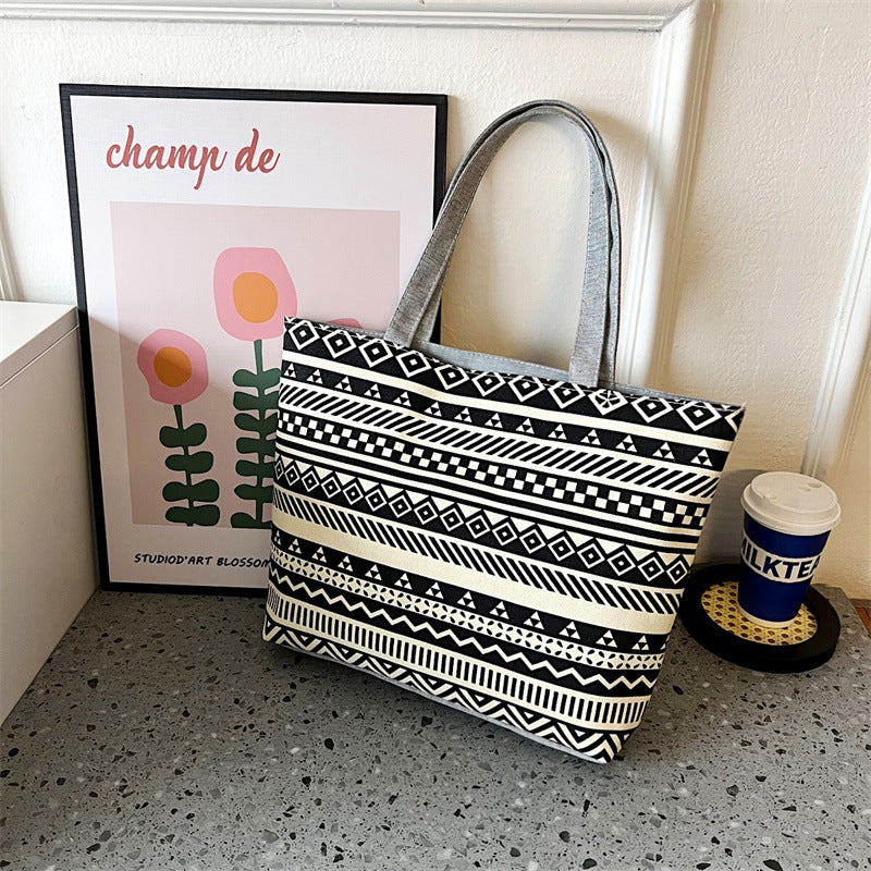 Women's Canvas Vintage Printed Big Artistic Shoulder Bags