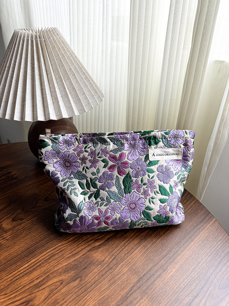 Classy Purple Flower Carrying Fabric Toiletry Bags