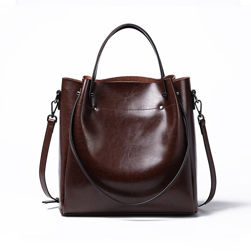 Women's Cow Leather Versatile Commuter Genuine High-grade Shoulder Bags