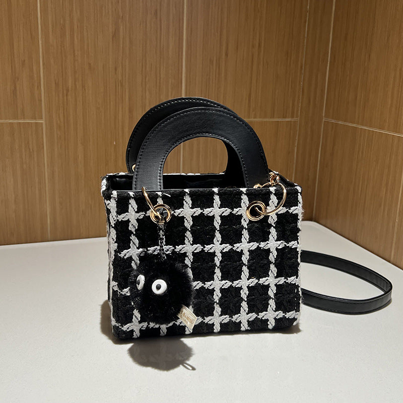 Fashion Woolen Plaid Western Style Texture Crossbody Bags