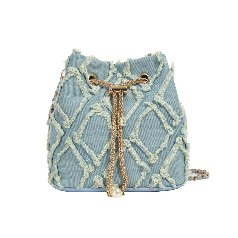Women's Rhombic Mini Spring Simple Trendy Drawstring Shoulder Bags