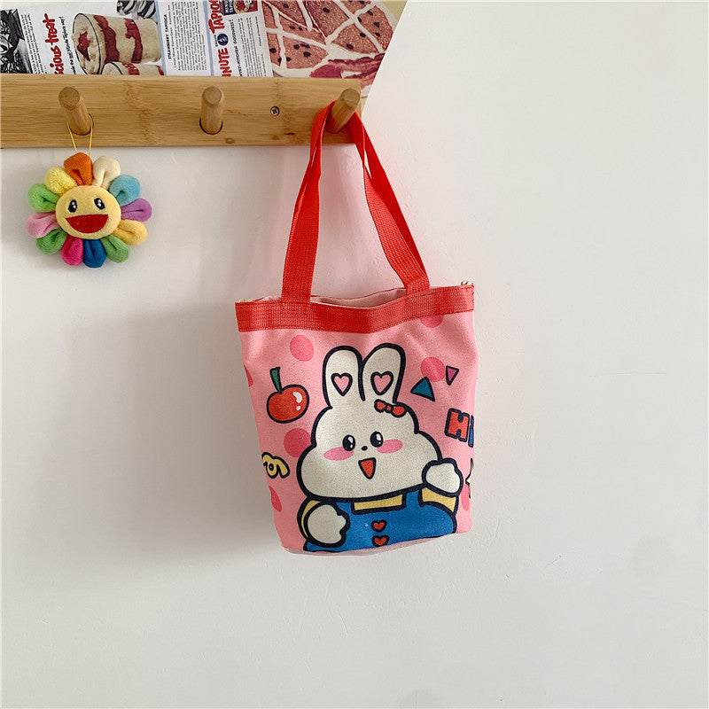 Cute Iti Printing Round Canvas Lunch Korean Style Handbags