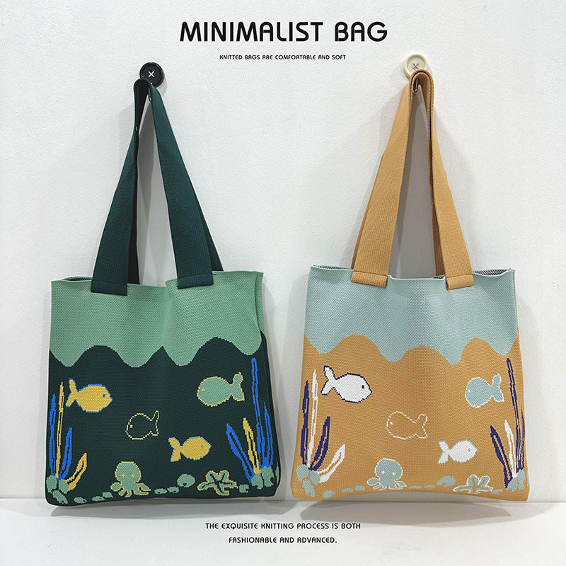 Women's Octopus Cartoon Versatile Large Capacity Good-looking Shoulder Bags