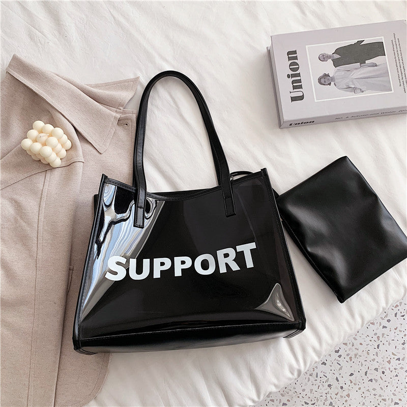 Women's Autumn Transparent Trendy Fashion Commute Jelly Shoulder Bags