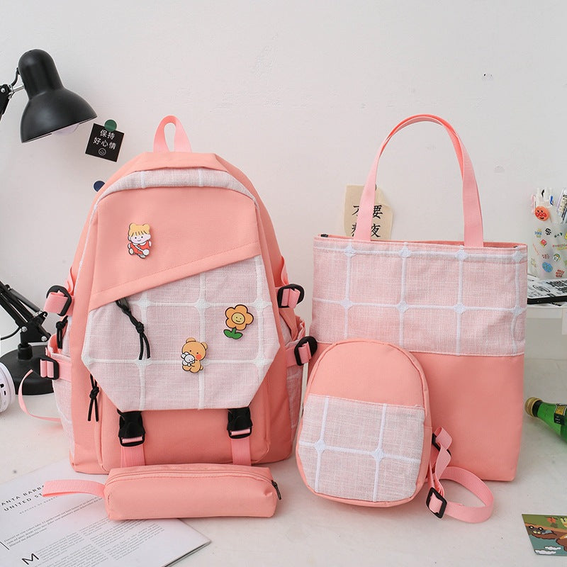 Women's Korean Fashion Plaid Grade To Primary Junior Backpacks