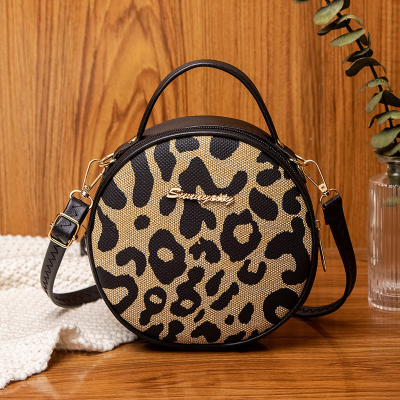 Women's Fashion Vintage Leopard Print Round Popular Crossbody Bags