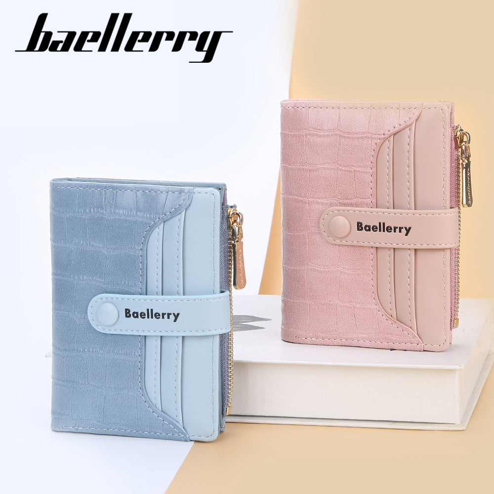 Women's Short Korean Style Multiple Slots Zipper Ladies Wallets