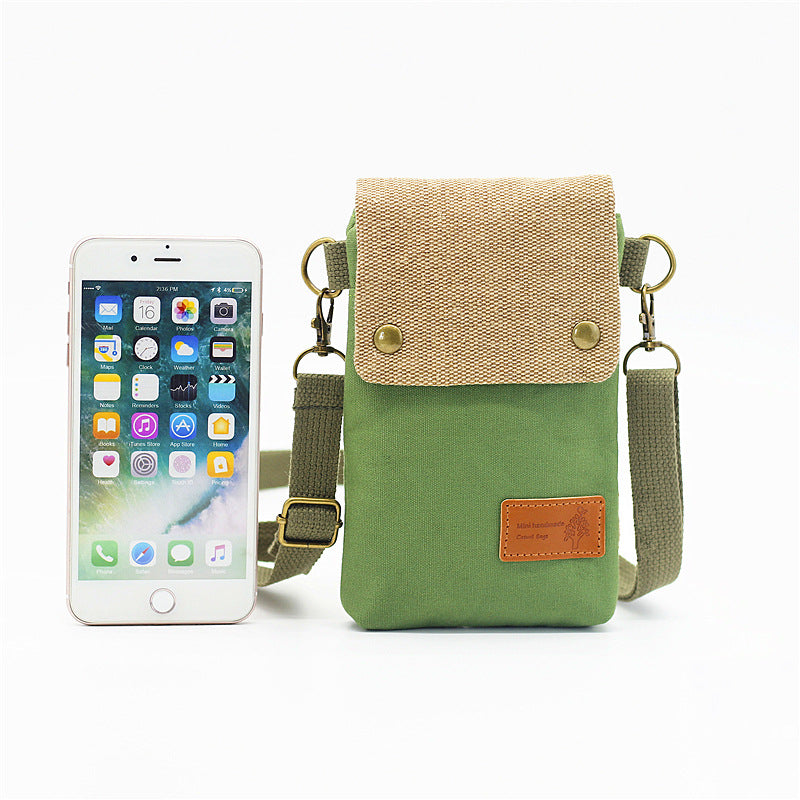 Women's Seam Label Solid Color Canvas Layers Crossbody Bags