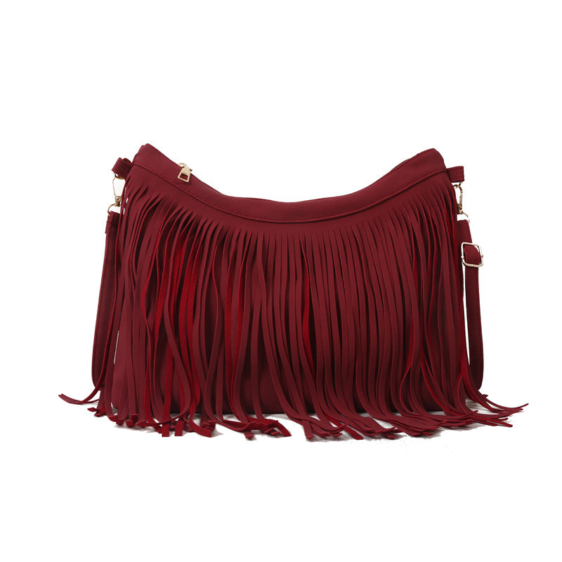 Trendy Personality Tassel Retro Large Capacity Winter Sweet Shoulder Bags
