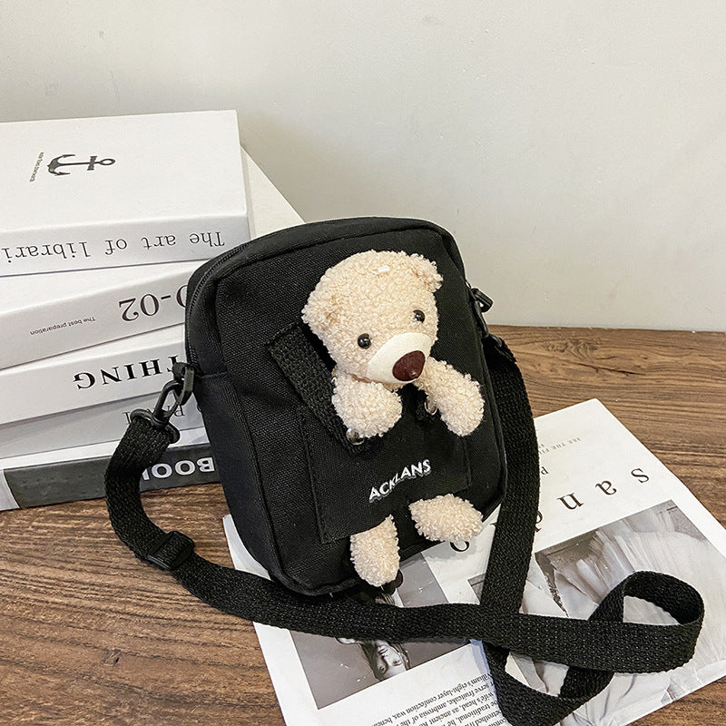 Women's Artistic Bear Canvas Fashion Mobile Simple Shoulder Bags