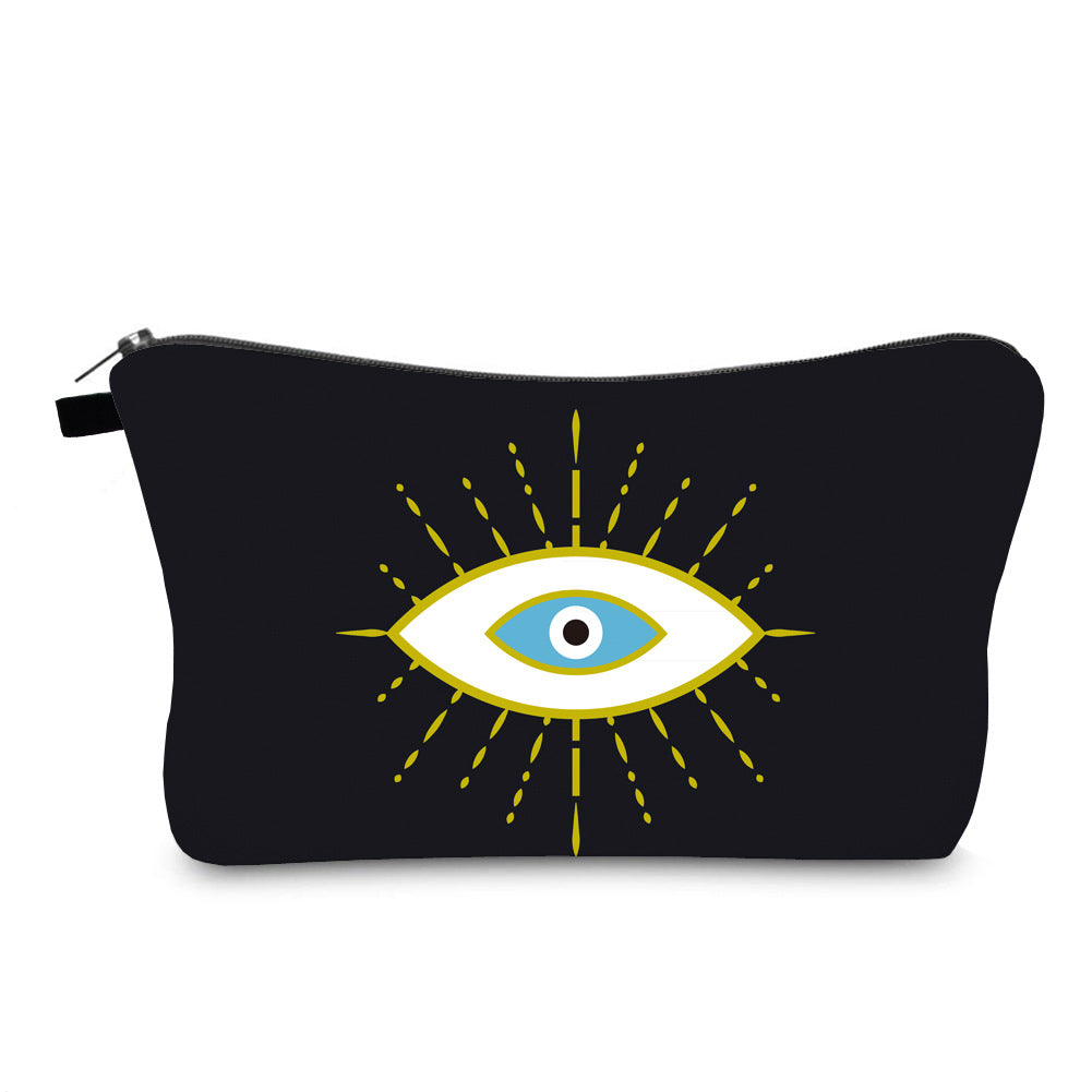 Women's Waterproof Evil Eye Printing Storage Portable Clutch Cosmetic Bags