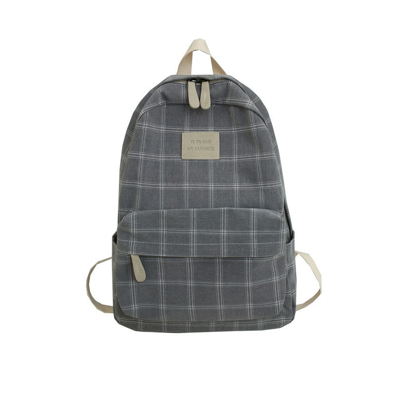 Autumn Plaid Canvas Female Junior College Backpacks