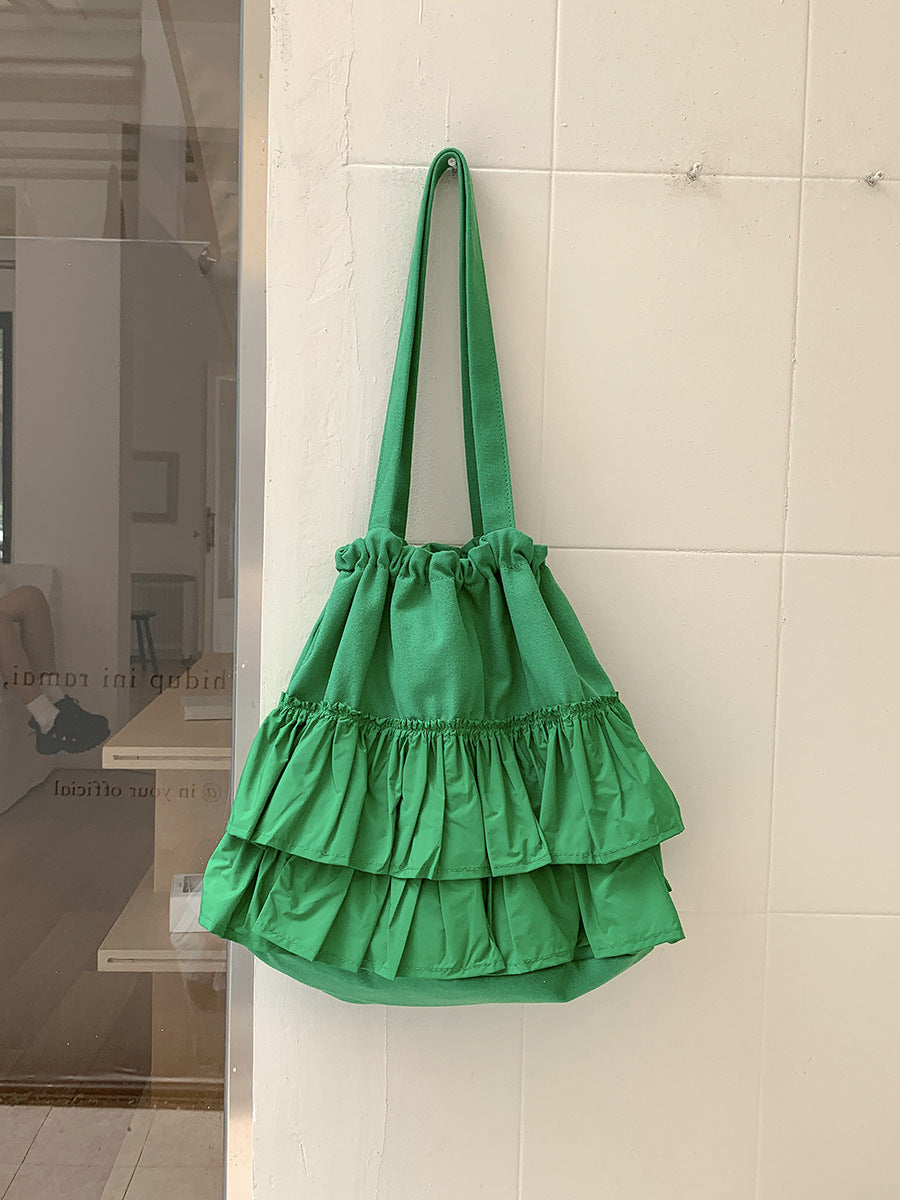 Women's Pleated Ruffled Commute Style High-grade Large Capacity Shoulder Bags
