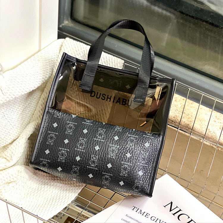 Women's Fashion Cute Translucent Bear Large Capacity Handbags