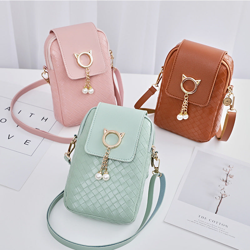 Women's Spring Fashion Woven Mini Pearl Shoulder Bags