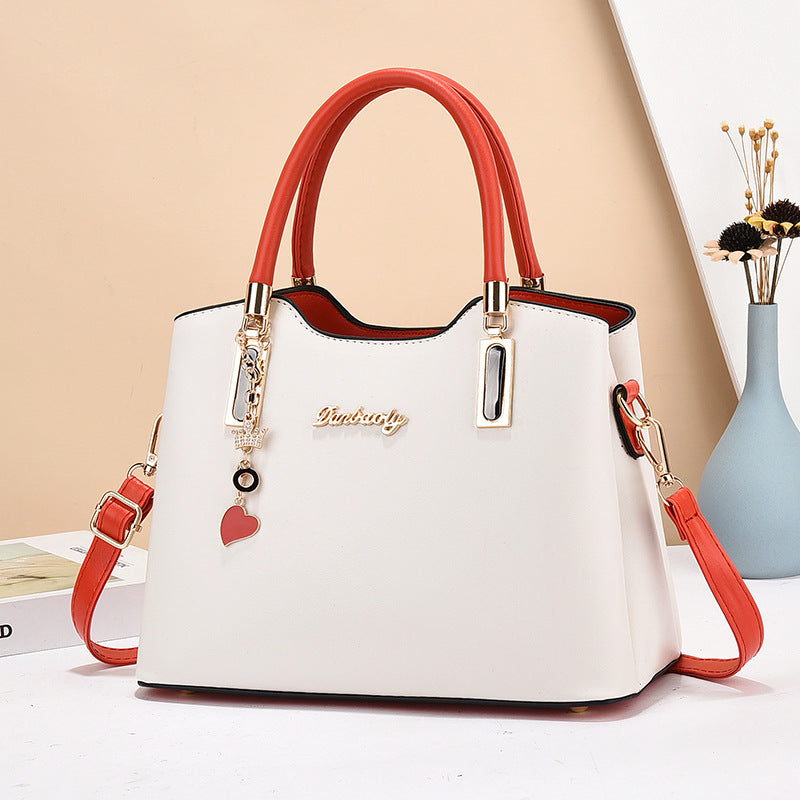 Women's Simple Contrast Color Large Capacity Mom Handbags