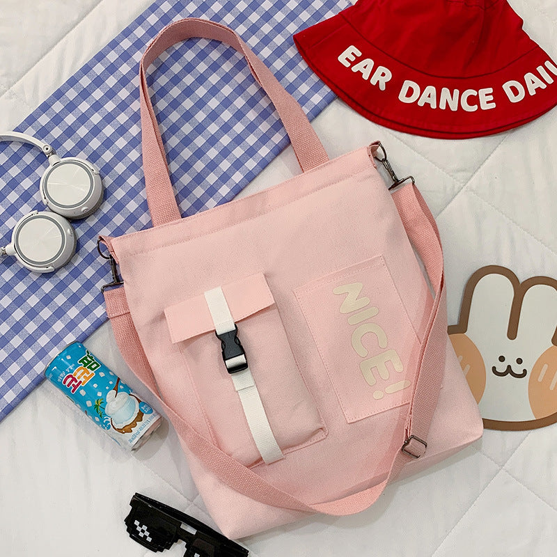 Canvas Female Class Korean Fashion Letter Shoulder Bags