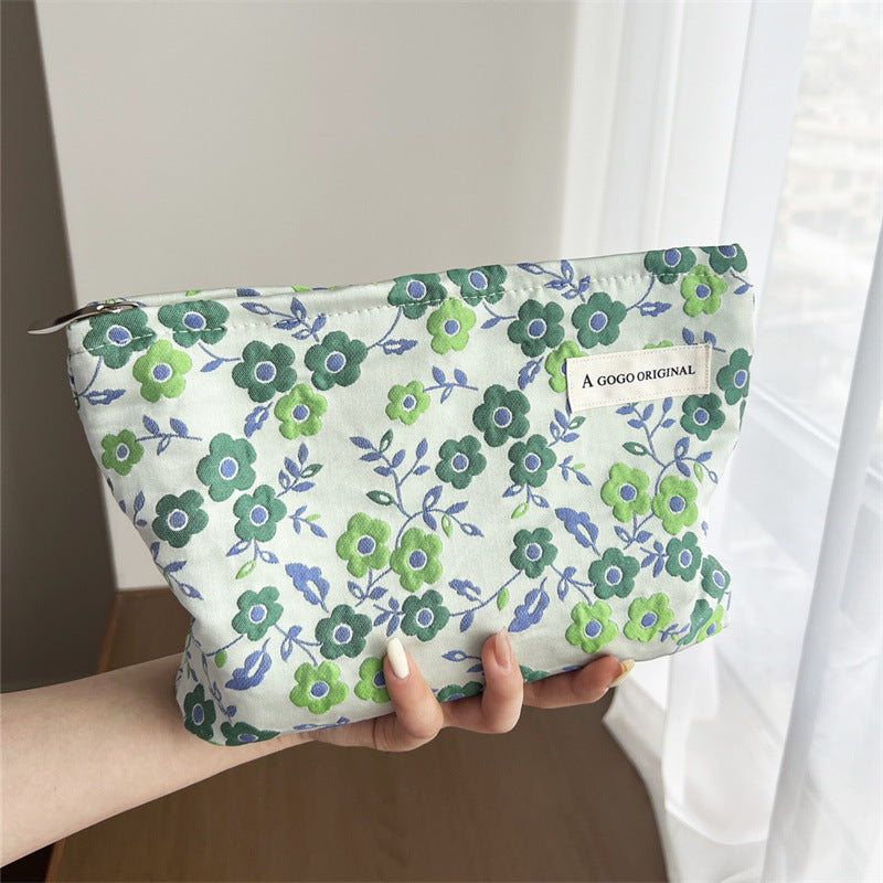 Embossed Bubble Rose Jacquard Temperament Storage Organizing Makeup Bag