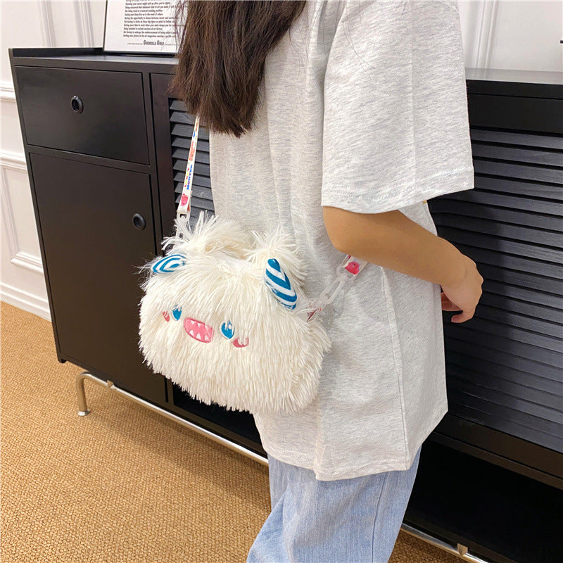 Women's Heart Cartoon Monster Cute Veet Cell Shoulder Bags