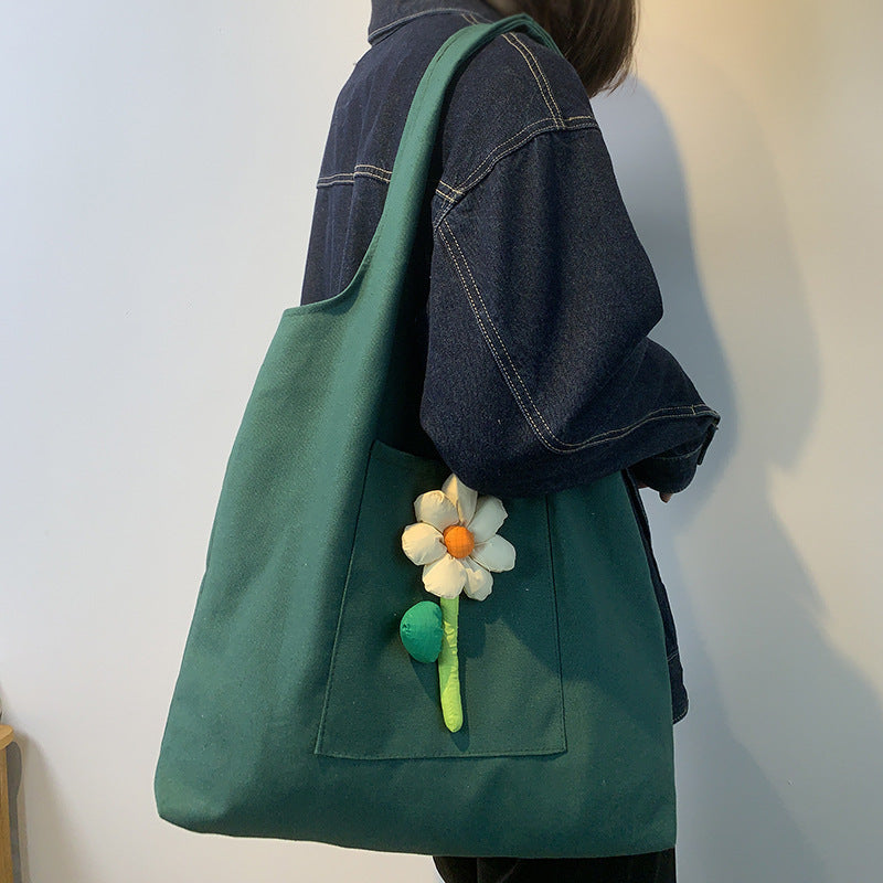 Women's Canvas Fresh Flower Artistic Colorful Red Shoulder Bags