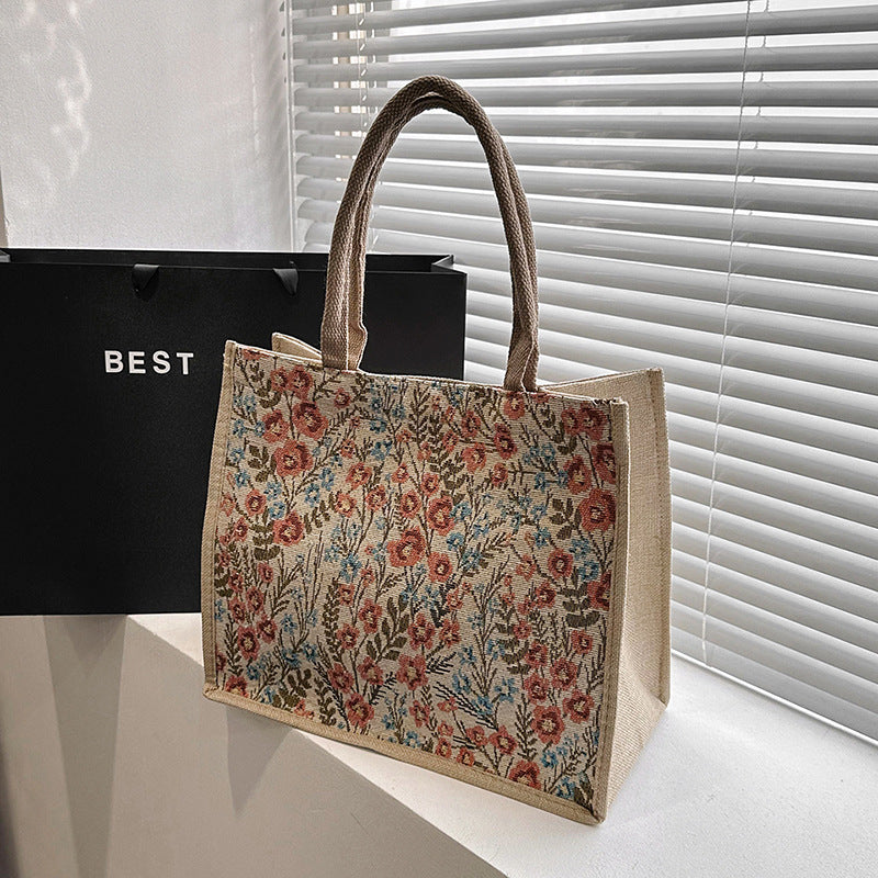 Women's Korean Style Good-looking Large Capacity Cotton Linen Handbags