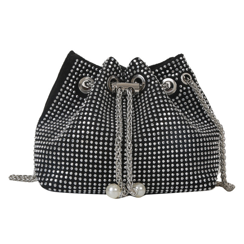 Women's Diamond Drawstring Light Rhinestone Full High-grade Shoulder Bags