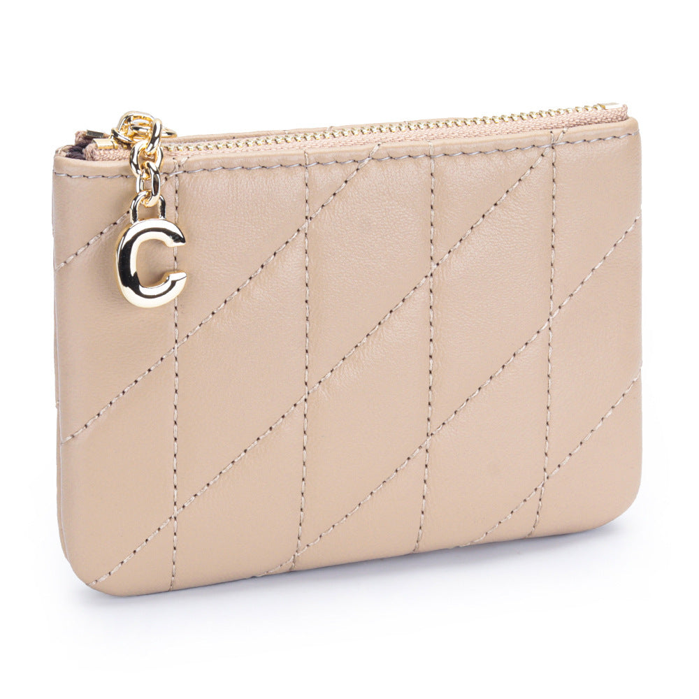 Women's Genuine Leather Chic Zip Storage Sheepskin Coin Purses