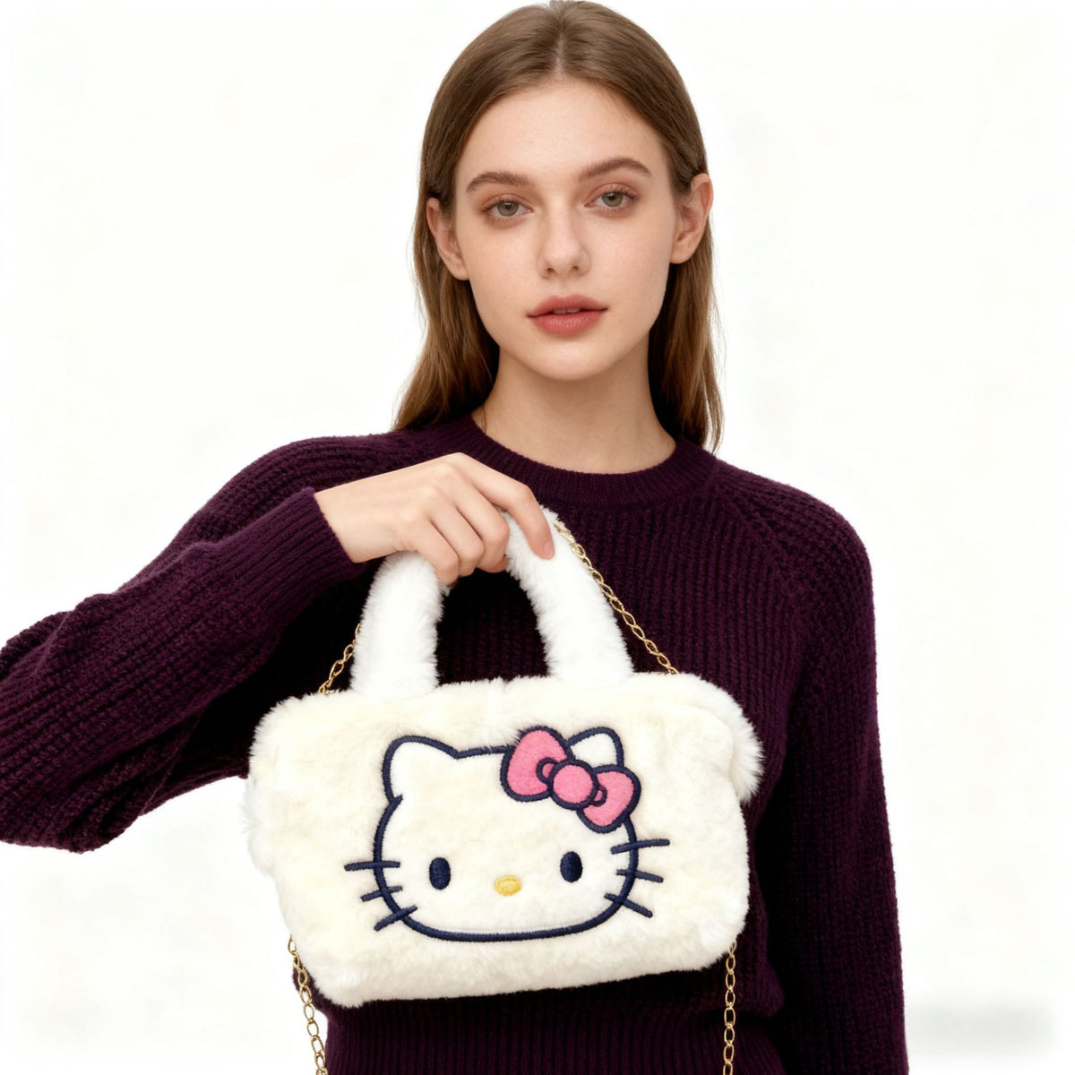 Women's Plush Simple Chain Korean Style Cute Bags
