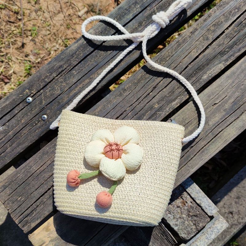 Children's Summer Weaving Straw Cute Mobile Western Phone Bags
