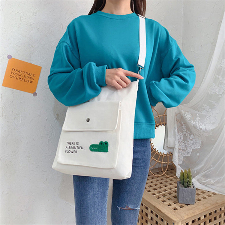 Canvas Printed College Class Portable Female Crossbody Bags