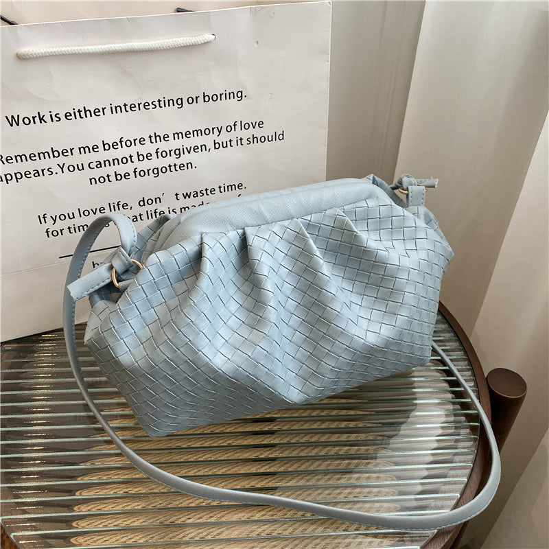 Women's Woven Cloud Solid Color Pleated Trendy Shoulder Bags