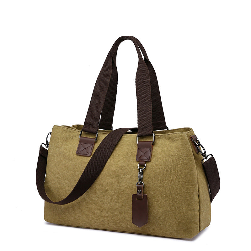 Women's Canvas Portable Solid Color Zipper Shoulder Bags
