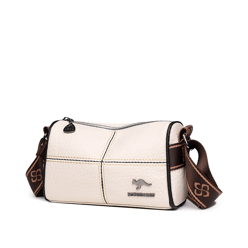 Women's Fashion Wide Strap First Layer Cowhide Crossbody Bags