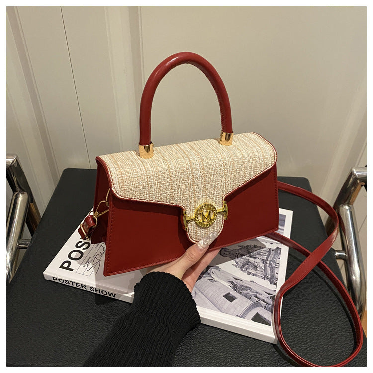 Women's Simple Stitching Letters Large Capacity Fashion Retro Women's Shoulder Bag
