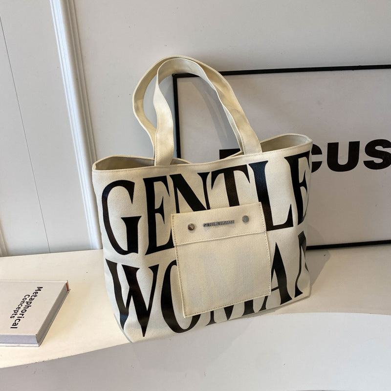 Large Capacity Letter Printing Hand-held Canvas Shoulder Bags
