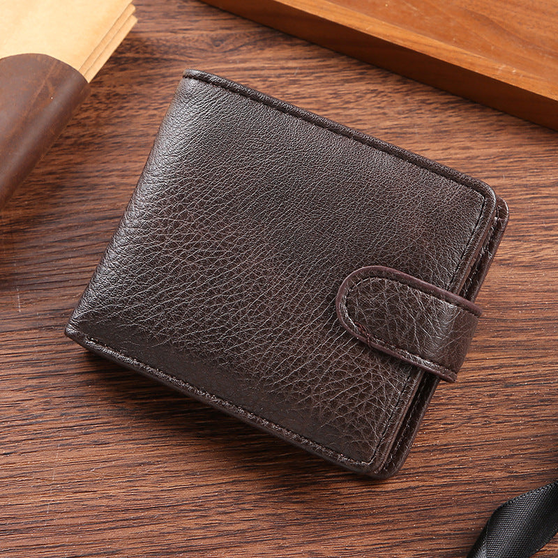 Men's Durable Leather Short Zipper Hasp Billfold Multiple Men's Wallets