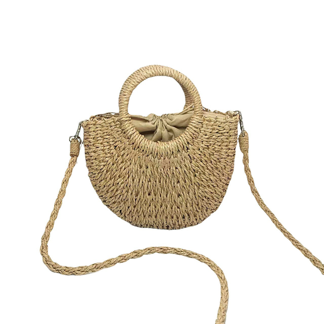 Women's Spring Fresh Sweet Leather Straw Woven Handbags