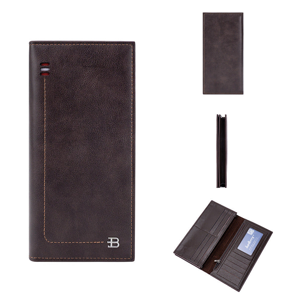 Men's Long Business Multiple Slots Zipper Thin Men's Wallets