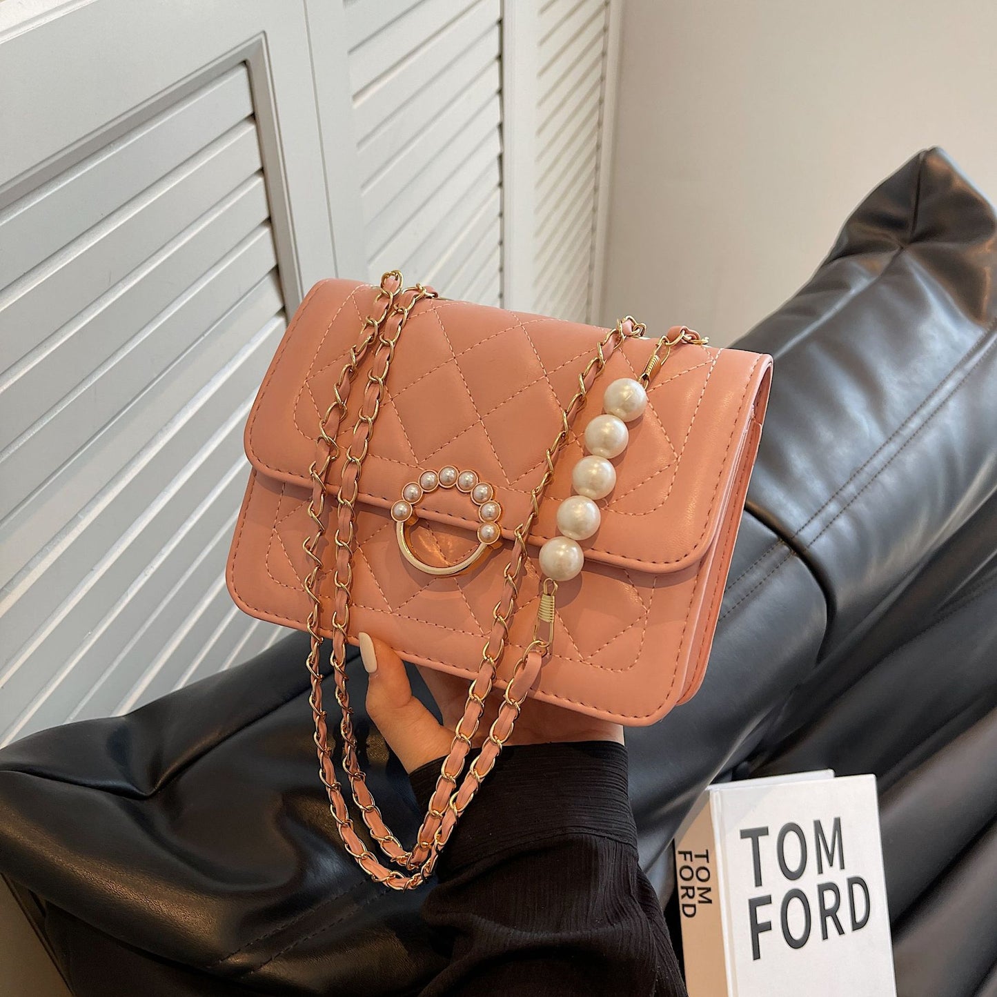 Women's Summer Mini Trendy Pearl Chain White Shoulder Bags