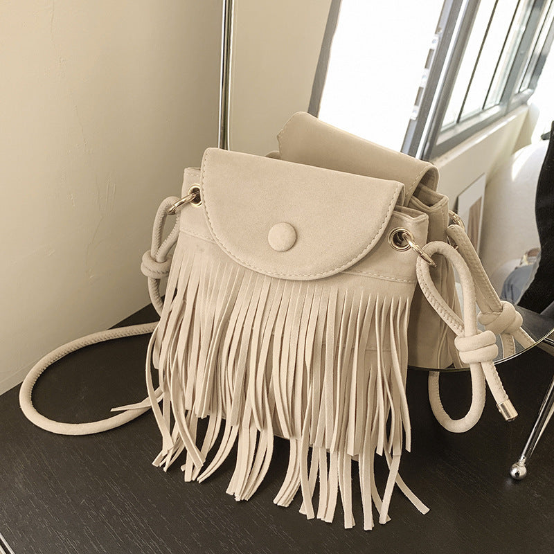 Women's Suede Trendy Tassel Retro Style Large Shoulder Bags