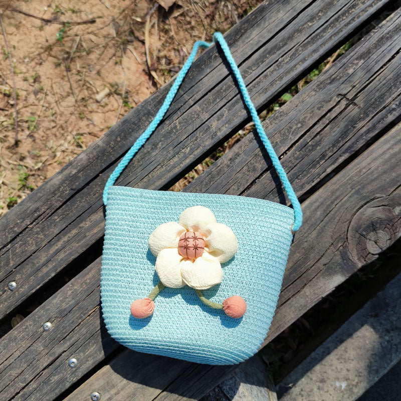 Children's Summer Weaving Straw Cute Mobile Western Phone Bags