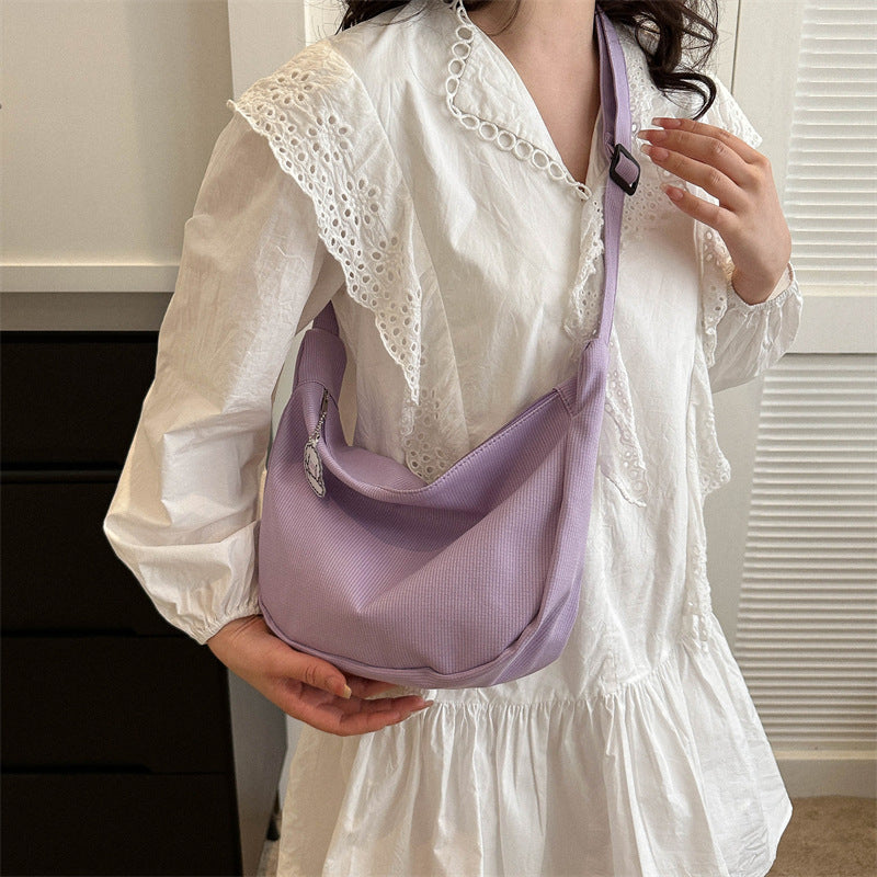 Women's Large Capacity Canvas Solid Color Simple Shoulder Bags