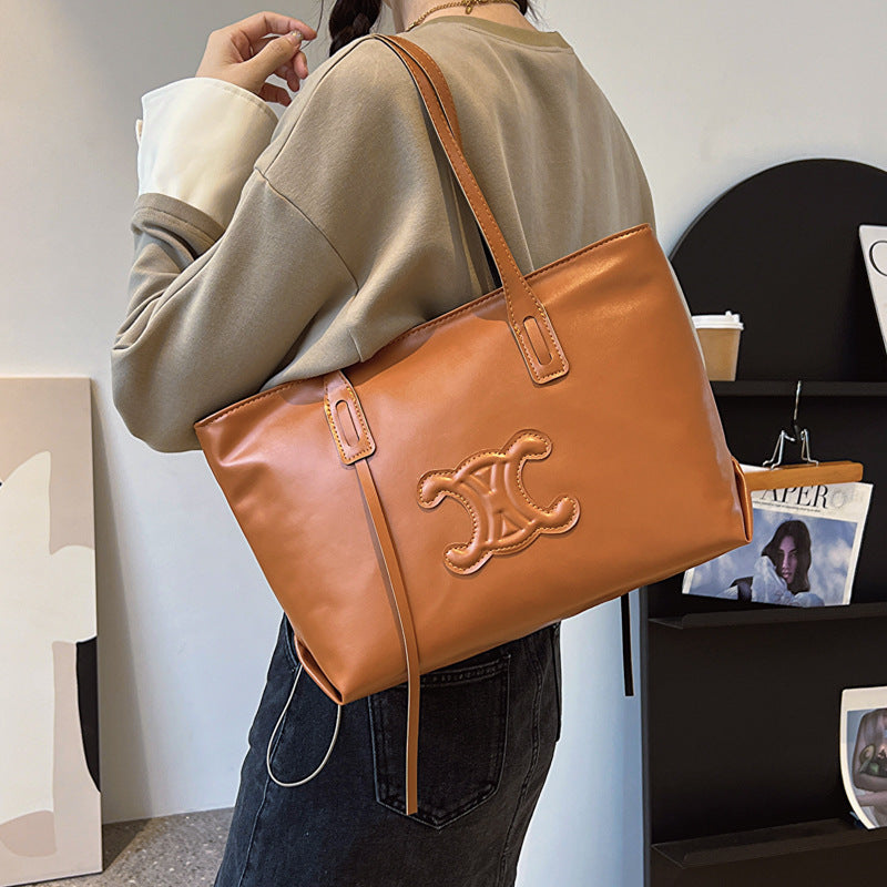 Women's Fashion Simple Texture Commuter Large Bags