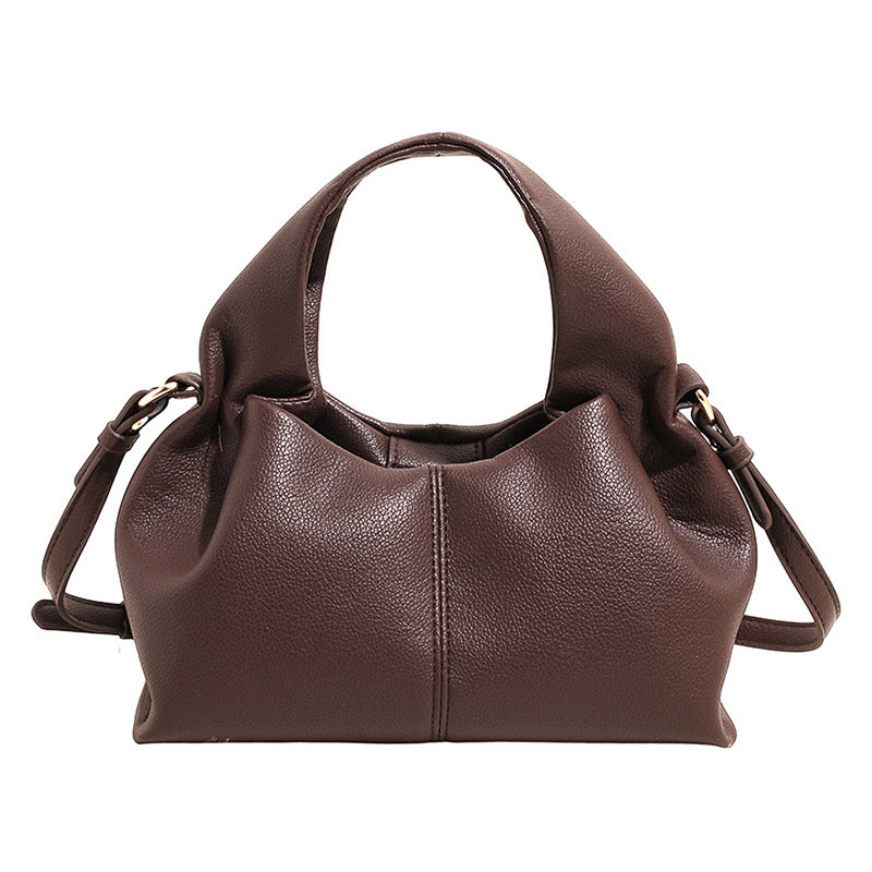 Women's French Niche Commute Simple Soft Leather Cloud Women's Shoulder Bag