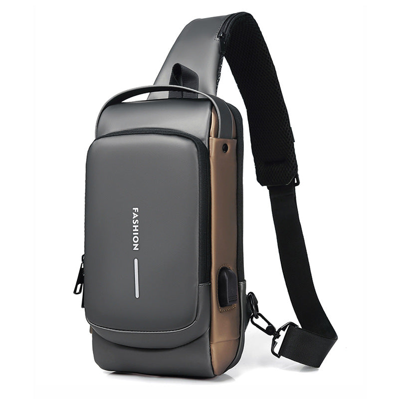New Casual Men's Multifunctional Charging Port Men's Chest Bags
