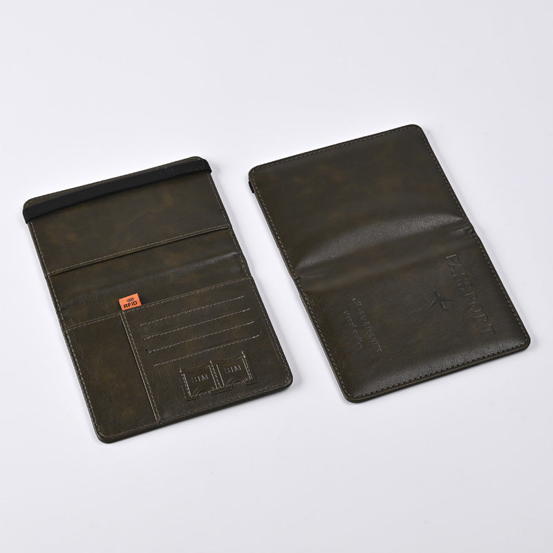 Leather Strap Passport Protective Abroad Charter Card Holder